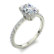 Bague de fiançailles diamant ovale et diamants ronds 1.25 carat or blanc Sofia